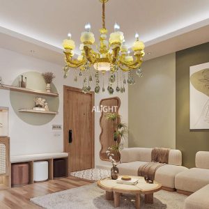 Đèn chùm đồng mạ vàng 24K – AL2308-10+5