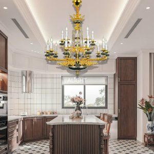Đèn chùm hợp kim mạ vàng 24k ALL6760-10+5