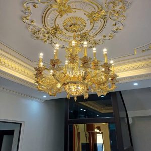 Đèn chùm hợp kim mạ vàng 18k ALL8017-10+5