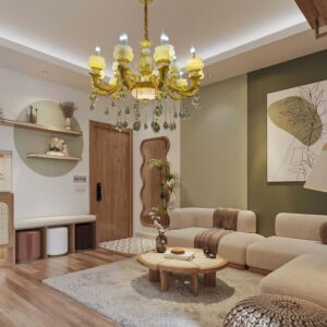 Đèn chùm đồng mạ vàng 24K – AL2308-10+5