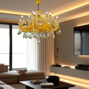 Đèn chùm đồng mạ vàng 18K AL8846-10+5