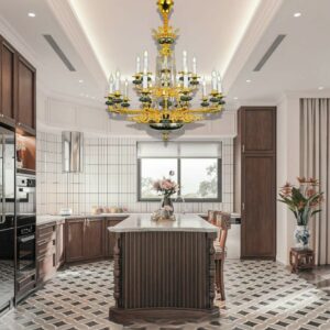 Đèn chùm hợp kim mạ vàng 24k ALL6760-10+5